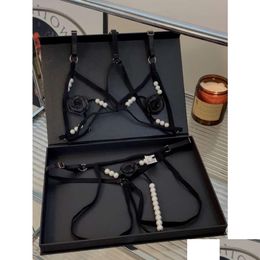Sexy Set Woman Lingerie Rose Pearl Designer Style Three-Piece Suit Fashion String Of Beads High Quality Underwear Sestion Drop Deliver Ot5Qc
