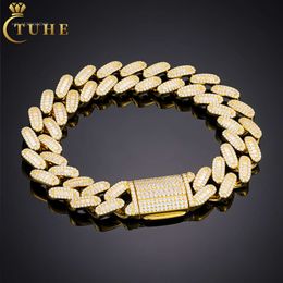 OEM ODM Custom Hip Hop Jewellery 14Mm Sterling Sier VVS Baguette Moissanite Diamond Iced Out Cuban Link Chain Bracelet