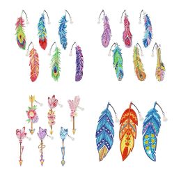 Stitch New acrylic Diamond Painting feather bookmark DIY Mosaic Embroidery dot drill bookmark gift
