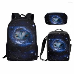 School Bags Hip Hop Harajuku Funny Starry Sky Animal 3pcs/Set Backpack 3D Print Student Bookbag Travel Laptop Daypack Lunch Pencil Case