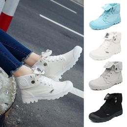 Casual Shoes Fashion Women's Flat Lace-UP High-top Military Canvas Ladies Women Winter Keep Warm Short Boots Botas Mujer