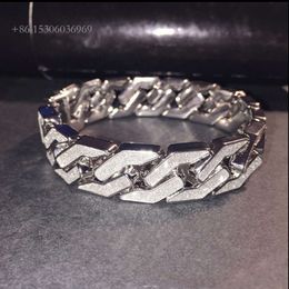 Customization Iced Out White Gold Plated Sier VVS Moissanite Diamond Bling Link Chain Cuban Bracelet