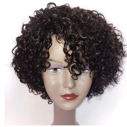 Brazilian Kinky Curly 10 Inch Wigs for Black Women Wear and Go Glueless Short Wig with Natural Colour - 100% Human Hair