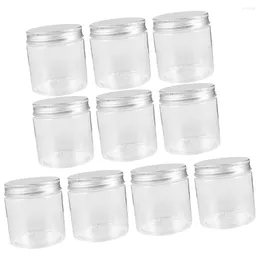 Storage Bottles 10 Pcs 250ml Mini Transparent Silver Aluminium Lid Mason Jar Set Jam Small Honey Containers Plastic Pots Jars