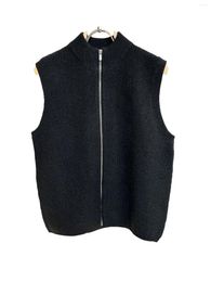 Women's Vests Waistcoat Jacket Round Neck Short Loose Version Of Solid Colour Zip Design Warm And Comfortable 2024 Winter 1229