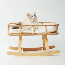 Mats 50X38X30CM Solid Wooden Cat Hanging Bed Pet Fancy Swing Chair Cat's Hammocks Pet Lounger Cushion Pet Sleeping Rocking House