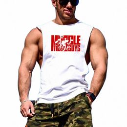 muscleguys Men's bodybuilding tank tops for Muscular sleevel singlet gyms undershirt summer Fitn shirts men cott vest g585#