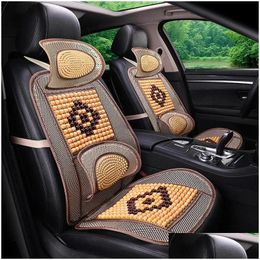 Car Seat Covers Ers Wooden Bead Bamboo Summer Cushion Breathable And Cool Conjoined220N3763698 Drop Delivery Automobiles Motorcycles I Dhfgy