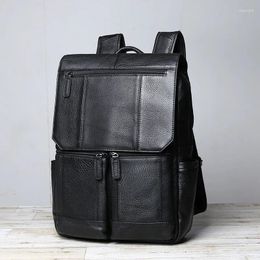 Backpack Men's Large Capacity Vintage Head Layer Cowhide Leather Casual Computer Bag Travel Trendy