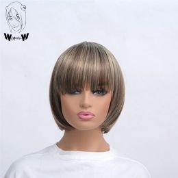 Wigs WHIMSICAL W Synthetic Women Mixed Blonde Brown Short Wigs Natural Short Straight Bob Hairstyle Hair