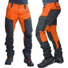 nyl Men Cargo Pants Colour Block Multi Pockets Sports Pants Work Trousers Outdoor Hiking Trekking Army Tactical Joggers Pants v4z4#