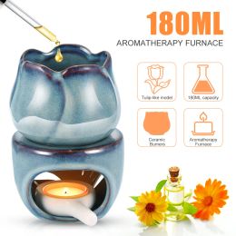 Burners Aromatherapy Furnace Candle Lamp Aroma Decoration Bedroom Essential Oil Incense Burner Tulip Ceramic Candle Tea light Wax Burnet