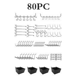 Racks 80Pcs Grid Wall Display Hooks Storage Racks Metal Panel Hang Retail Shop Peg Goods Shelf Fits Perforated Workshop Hook