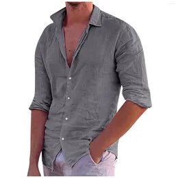 Men's Casual Shirts Spring Summer For Men Sell Classic Cotton Linen Solid Color Long Sleeve Daily Leisure Loose