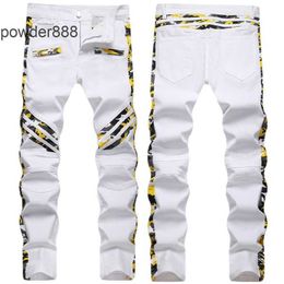 2024 New Straight Leg for Men Designer Hip Hop Fashion Mens Pants Jeans Top Quality Purple Motorcycle Cool Denim Pant 37LL