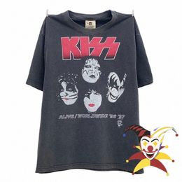 rock Kiss Band Vintage Retro T Shirt Women Men Short Sleeve 1:1 Best Quality Top Tees Streetwear T-shirt 45ql#