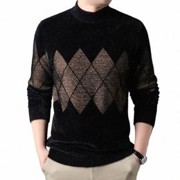 men's Winter Plush Thick Round Neck Warm and Fiable Casual Versatile Knitted Sweater D2im#