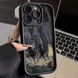 Cell Phone Cases Dark Funny Monster Cat Fox Phone Case for IPhone 11 12 13 14 15 Pro Max XS X XR 7 8 15 Plus SE 2020 Camera Lens Protection CoverY240325