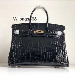 Women Handbag BK L 2023 New Bright Face Bag Crocodile Pattern Bag Lacquer Leather Womens Bag Genuine Leather Handbag Bridal Wedding Bag Elegance