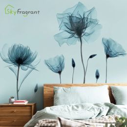 Stickers Nordic Lotus Wall Stickers For Living Rooms Bedroom Background Home Wall Decor Creative Flower Self Adhesive Vinyl Glass Sticker