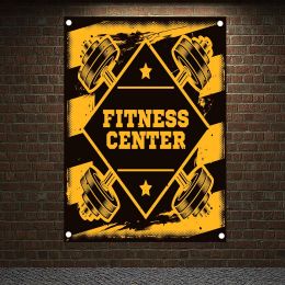 Accessories FITNESS Centre Motivational Workout Posters Wall Chart Exercise Banners Flags Wall Art Tapestry Sticker Gym Wall Decoration