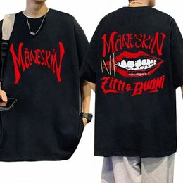rock Band Maneskin 2023 World Tour T Shirt Men's Hip Hop Vintage Gothic T-shirts Unisex Cozy Cott Oversized T-shirt Streetwear j2uX#