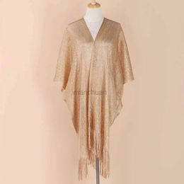 Sarongs Sexy fringe silk mesh shiny knitted shawl flip beach dress beach suit womens 240325