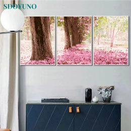 Number SDOYUNO 3Pcs 40x50cm Painting By Numbers For Adult Scenery DIY Frameless Paint By Numbers On Canvas Tree Handpainted Wall Art