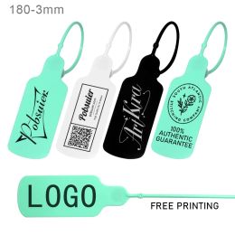 accessories 100pcs Custom Plastic Labels Clothing Brand Tag Personalised Disposable Security Hang Tags for Clothes Shoes Bags Gifts 180mm