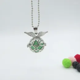 Pendant Necklaces Flying Wing On The Hollowed Locket Ball Interchangeable Lava Bead Diffuser Glowing In Dark Pregnancy Chime Necklace
