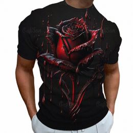 fi Men's T-Shirt 3D Fr Print Short Sleeve Tops Street Casual Rose T Shirt Streetwear Oversized Tee Shirt Men Clothing X1od#