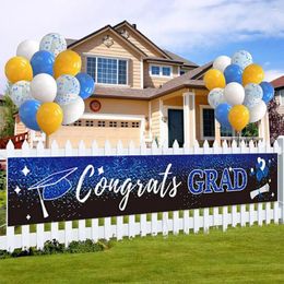 Party Decoration Class Of 2024 Supplies Graduation Banner Set Congrats Grad Backdrop Yard Sign For