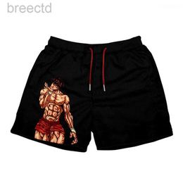 Men's Shorts Mens Shorts Japanese anime Baki shorts Haman Print mens street clothing beach shorts casual loose fitting mens elastic waist gym shorts plus size 24325