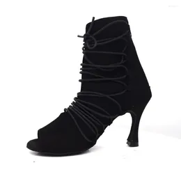 Dance Shoes Evkoodance Fashion Black Nubuck Lace Latin Salsa Ballroom Women 8.5cm High Heel