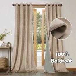 Curtains 2022 New 100% Blackout Holland Cashmere Wool Velvet Curtain Insulation Curtains In The Living Dining Room Bedroom Custom Size