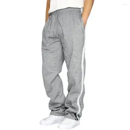 Men's Pants Straight Trousers Sweatpants Loose Fit Side Stripe Sport With Drawstring Waist For Gym Training Jogging Soft
