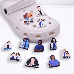 Anime charms wholesale childhood memories doctors characters funny gift cartoon charms shoe accessories pvc decoration buckle soft rubber clog charms