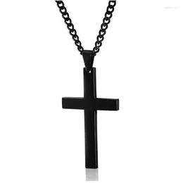 Pendant Necklaces Vintage Cross Necklace Stainless Steel Black Chain Men (60cm)