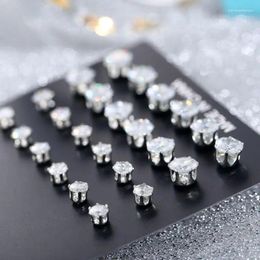 Stud Earrings 12 Pair/set Shiny Women Men Crystal Jewelry Accessories Oorbellen Wholesale Wedding Party