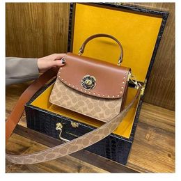 Hong Kong Genuine Leather New Classic Camellia Square Versatile Crossbody Handheld Womens 70% Off Online sales