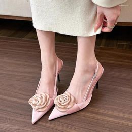 Sandalet Çiçek Kadınlar Yüksek Topuklu Ayakkabılar Siparişli Ayak Ayak Toe Seksi Elbise Partisi Taslağı 2024 Yaz Pompaları Femme Zapatos