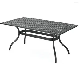 Camp Furniture Cast Aluminium Rectangle Table Black Sand Outdoor
