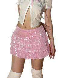 Gonne Donna S Carina Minigonna a vita alta con volant Minigonna a strati Orlo svasato Flowy Casual Swing Beach Short