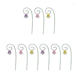 Decorative Flowers Artificial Orchid Flower Miniature Fairy Garden Plants Stakes 9PCS Lily Valley Decoration Gifts For Interior Decor