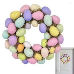 Decorative Flowers Spring Window Wreath Hanger With Colourful Eggs Front Door Easter Decor Rustic Flower Cartoon Shape Cute Decoration