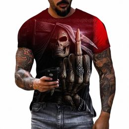 vintage T Shirts For Men Horror Undead Skull Pattern 3D Printed Short Sleeve Oversized T-shirt Fi Casual Men's Clothing Top p6ll#