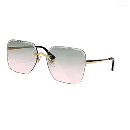 Sunglasses Rimless Square For Women Men Vintage Gradient Shades