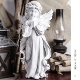 Sculptures Angel In White Sculpture Decoration Home Living Room Decoration Bedroom Study Wine Cabinet Decoration Resin Arts And Crafts Gift