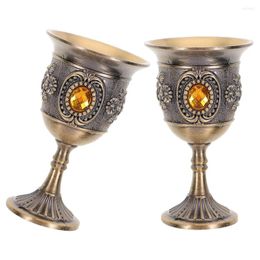 Wine Glasses 2 Pcs Metal Goblet Dinner Cup European Whiskey Multi-function Tin Alloy