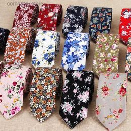 Neck Ties Neck Ties ic Mens Flower Ties Handmade Cotton Tie For Men 6CM Narrow Floral Neckties Gift Wedding Party Casual Gravatas Paisley Tie Y240325